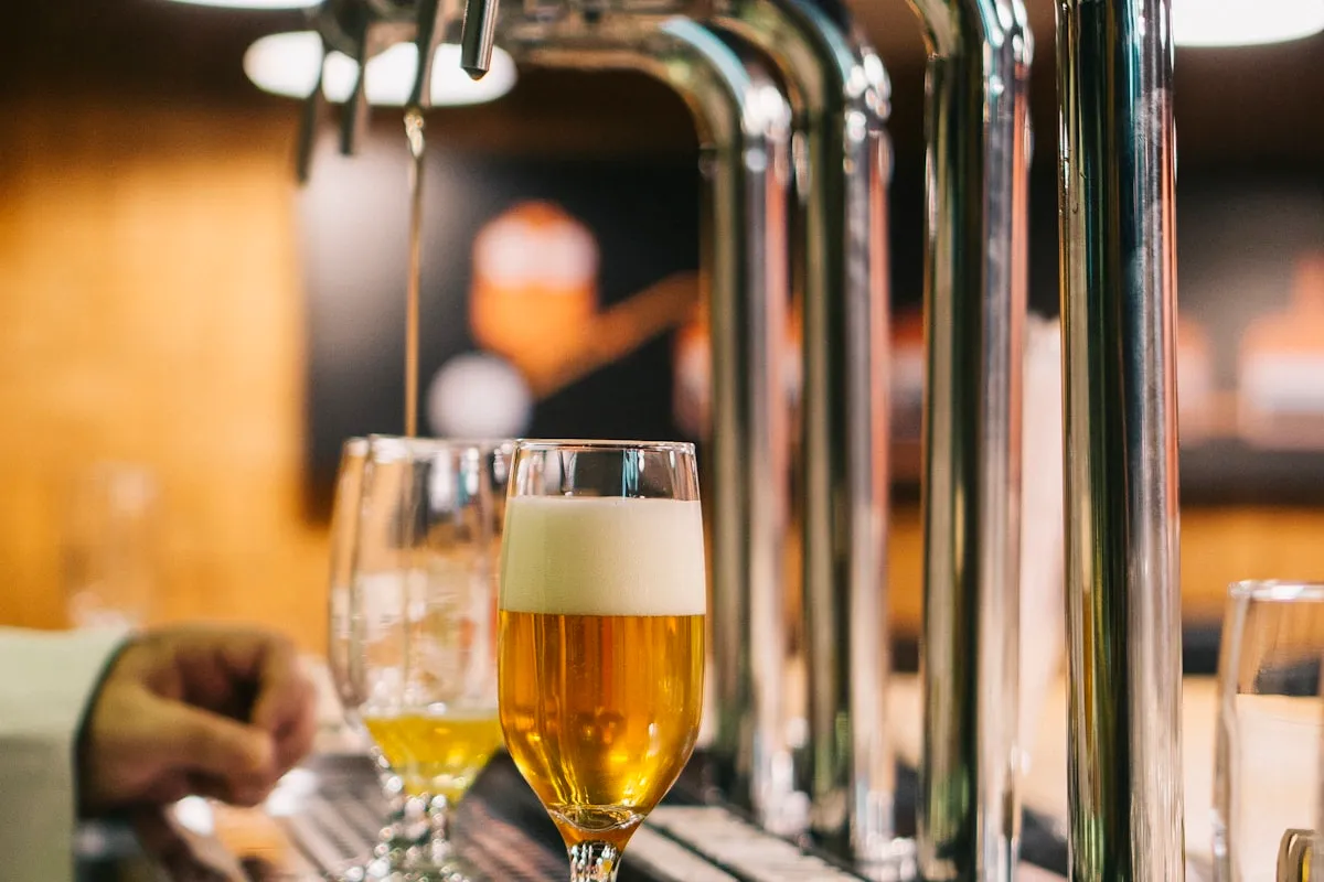 Branded glassware lined up ready for service